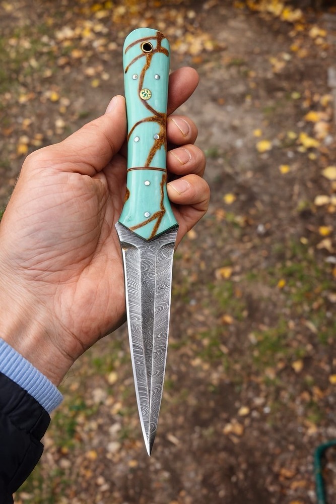 Fix Blade Double edge Dagger Damascus knife Boot Tactical With Sheath