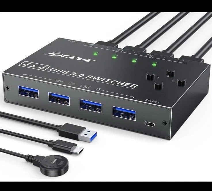 USB 3.0 Switch Selector 4 Port,KVM Switcher 4 Computers Sharing 4 USB Devices...