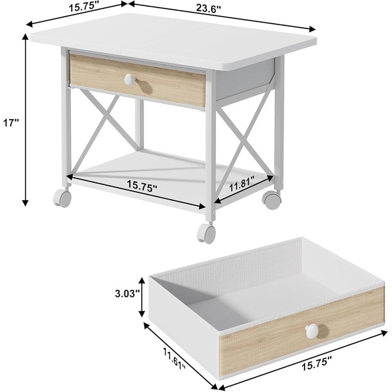 2 Tier Printer Stand W/ Rolling Casters Under Desk Storage Printer & Scanner New
