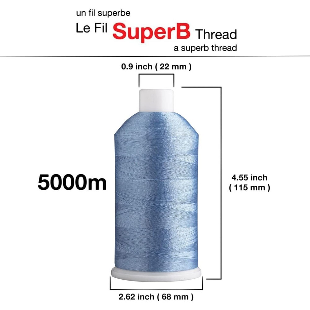 Super B Polyester Embroidery Thread, 40wt Large Spool 5000m, Embroidery Threa...