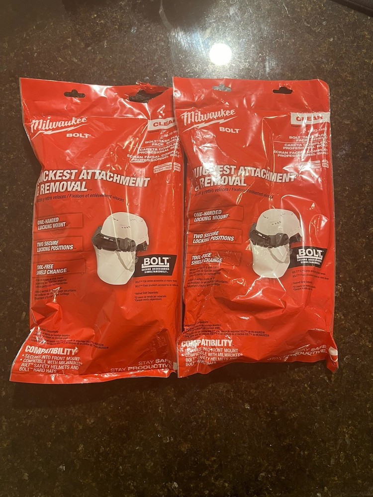 Milwaukee BOLT Clear Uncoated Lens Task Full Face Shield (2 Pack)