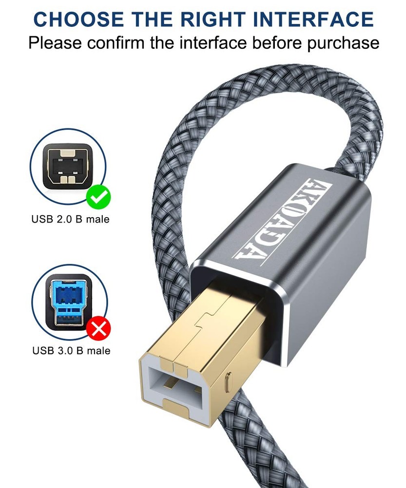 AkoaDa USB 2.0 Printer Cable 20FT, Type A Male to B 20 feet, Black