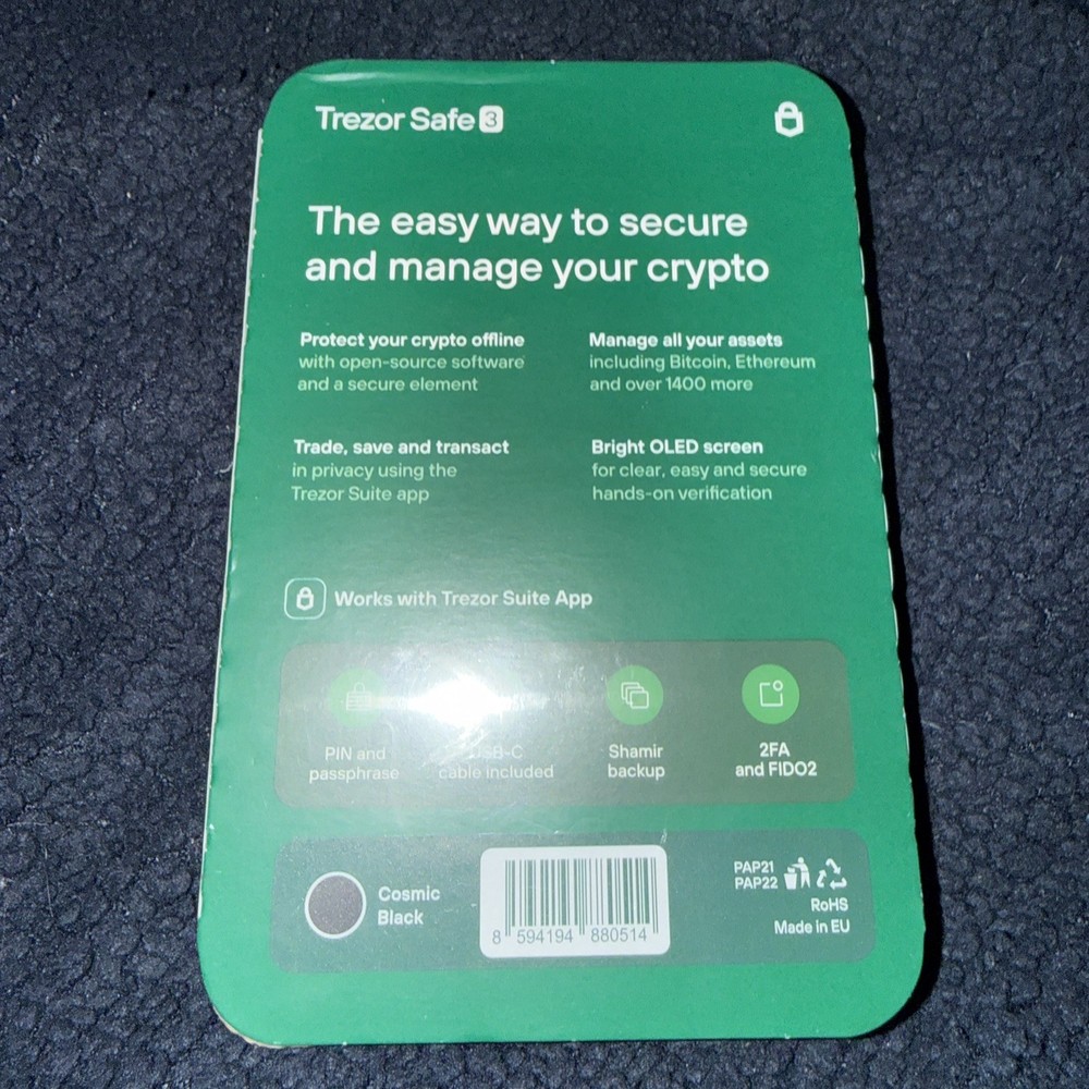 Trezor Safe 3 - Secure Element Crypto Hardware Wallet - NEW UNOPENED