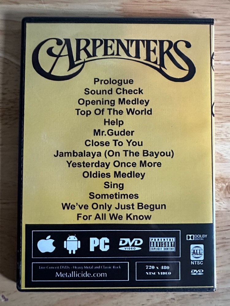 Carpenters - Live in Budokan Japan 1972 DVD Richard Karen