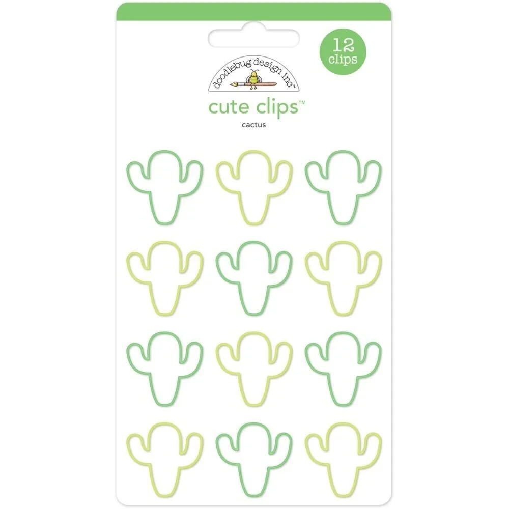 Doodlebug Cute Clips 12/Pkg Cactus, NEW