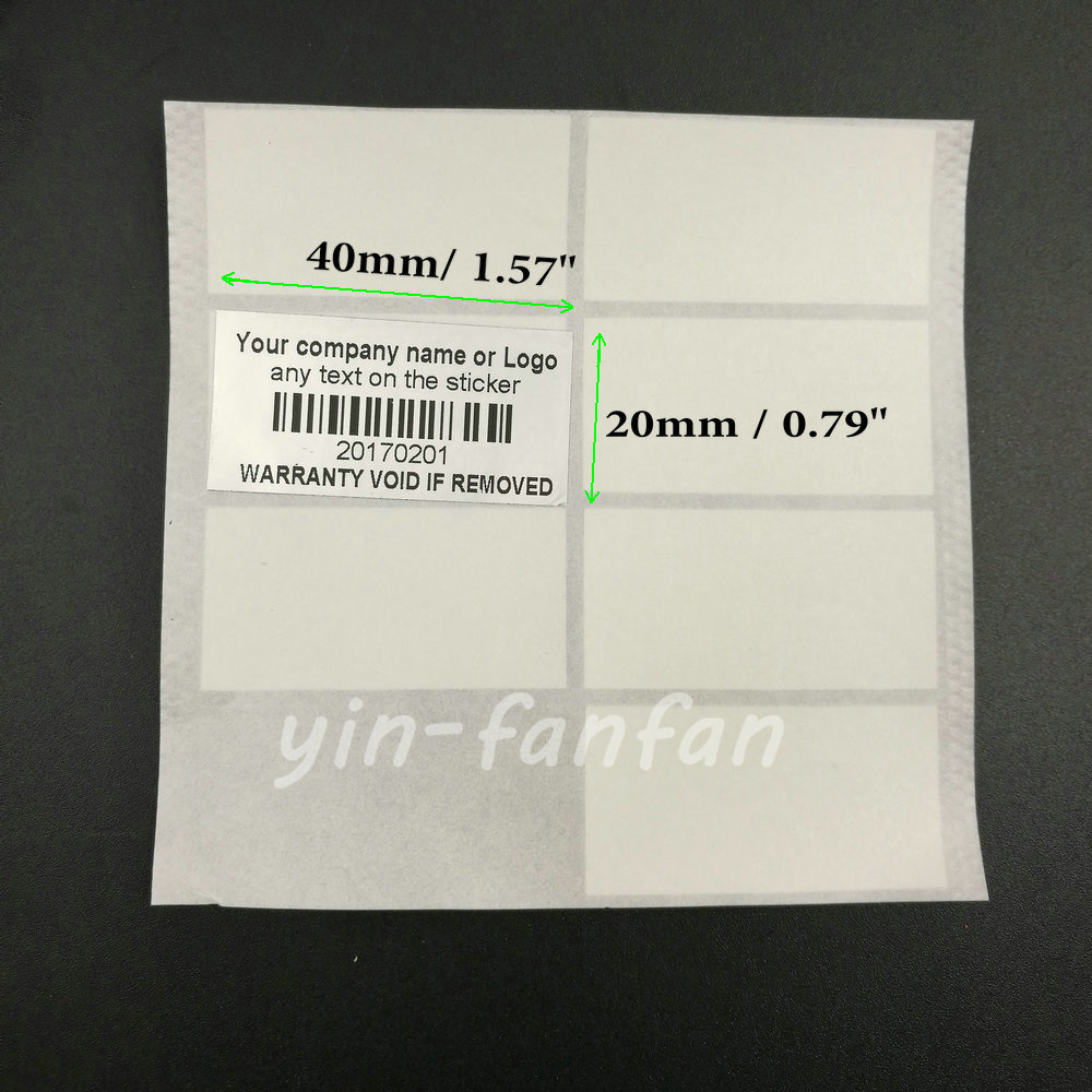 TAMPER EVIDENT 500 CUSTOM PRINTED SILVER BRIGHT VOID SECURITY LABELS 500PCS