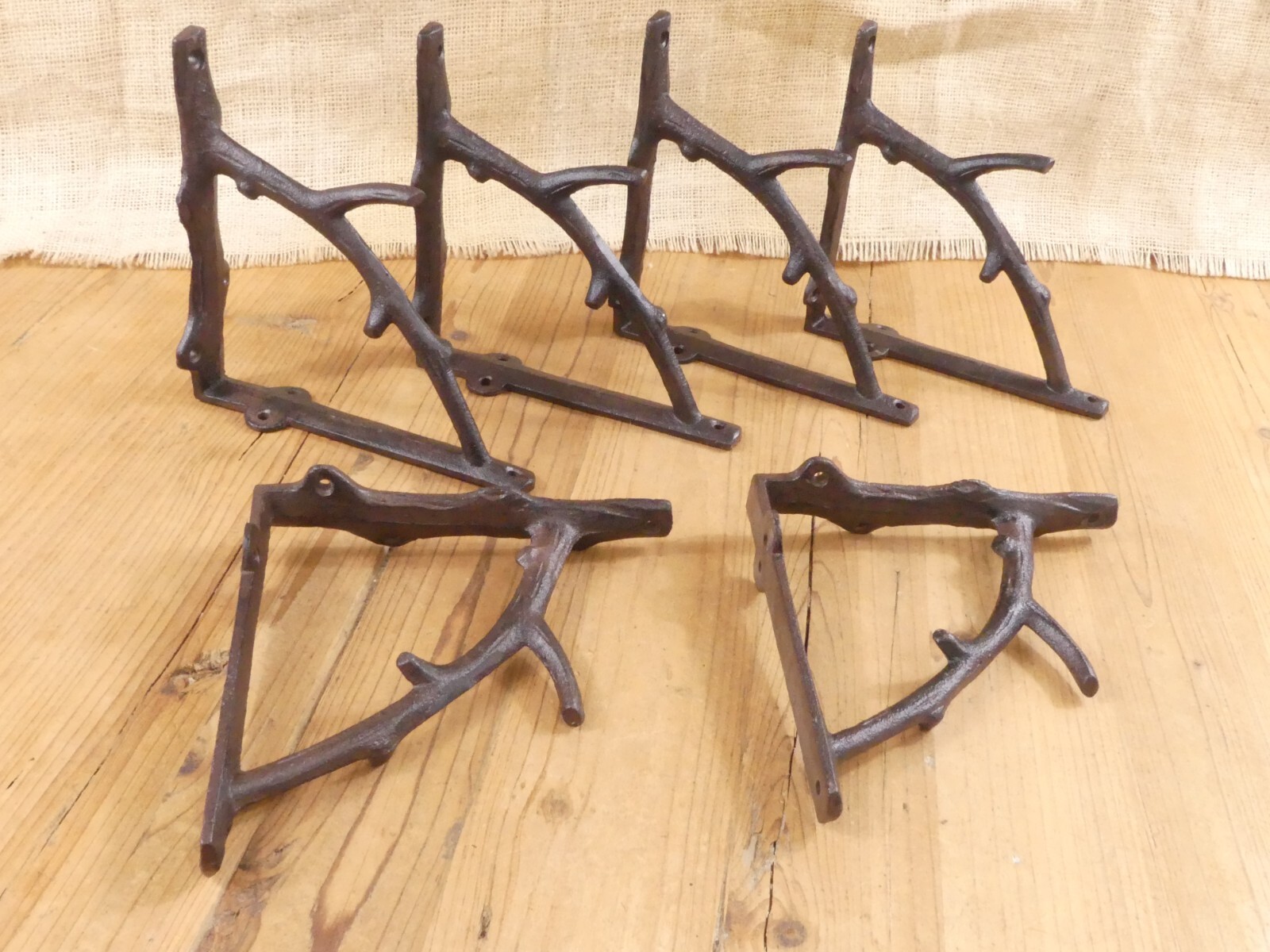 6 Cast Iron Tree Branch Shelf Wall Brace Rustic Wood Bracket 6 3/4" Corbel