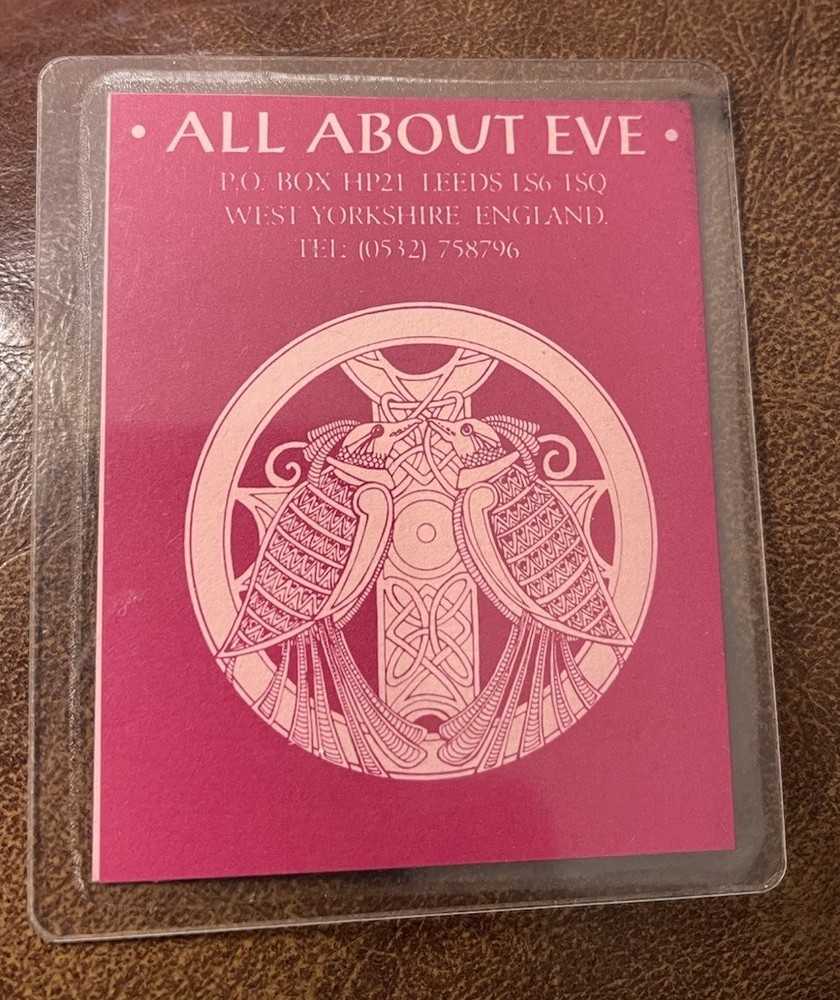 ALL ABOUT EVE RARE PASS OR FAN CLUB MEMBERSHIP CARD WEST YORKSHIRE, ENGLAND