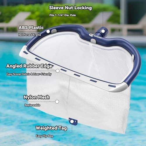 Pool Net Skimmer, 18.5" Pool Nets for Cleaning with Replaceable Heavy-Duty
