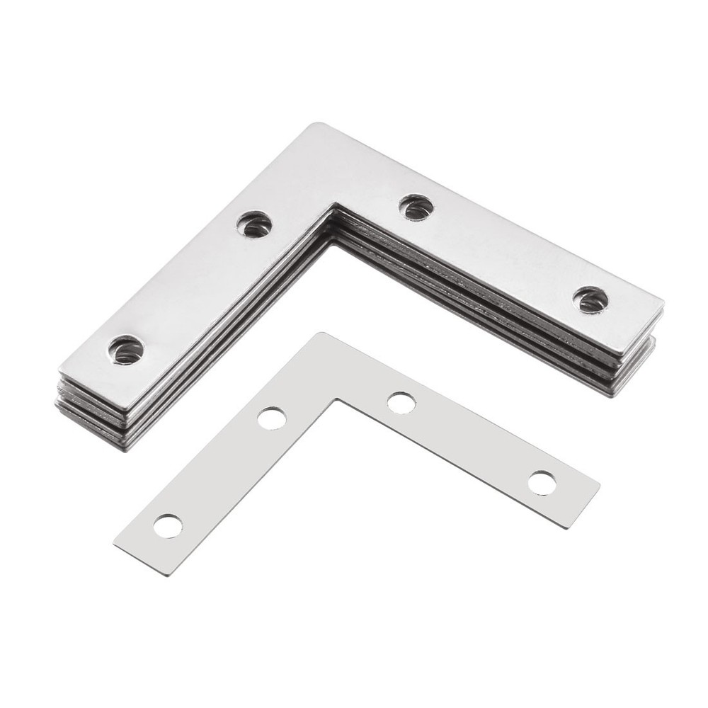 Flat corner plate bracket L shape bracket repair 51x51mm silver 10pcs