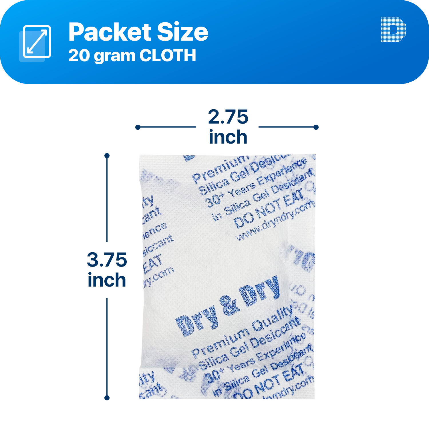 20 gram X 800 PK "Dry & Dry" High Quality Pure Reusable Silica Gel Desiccant