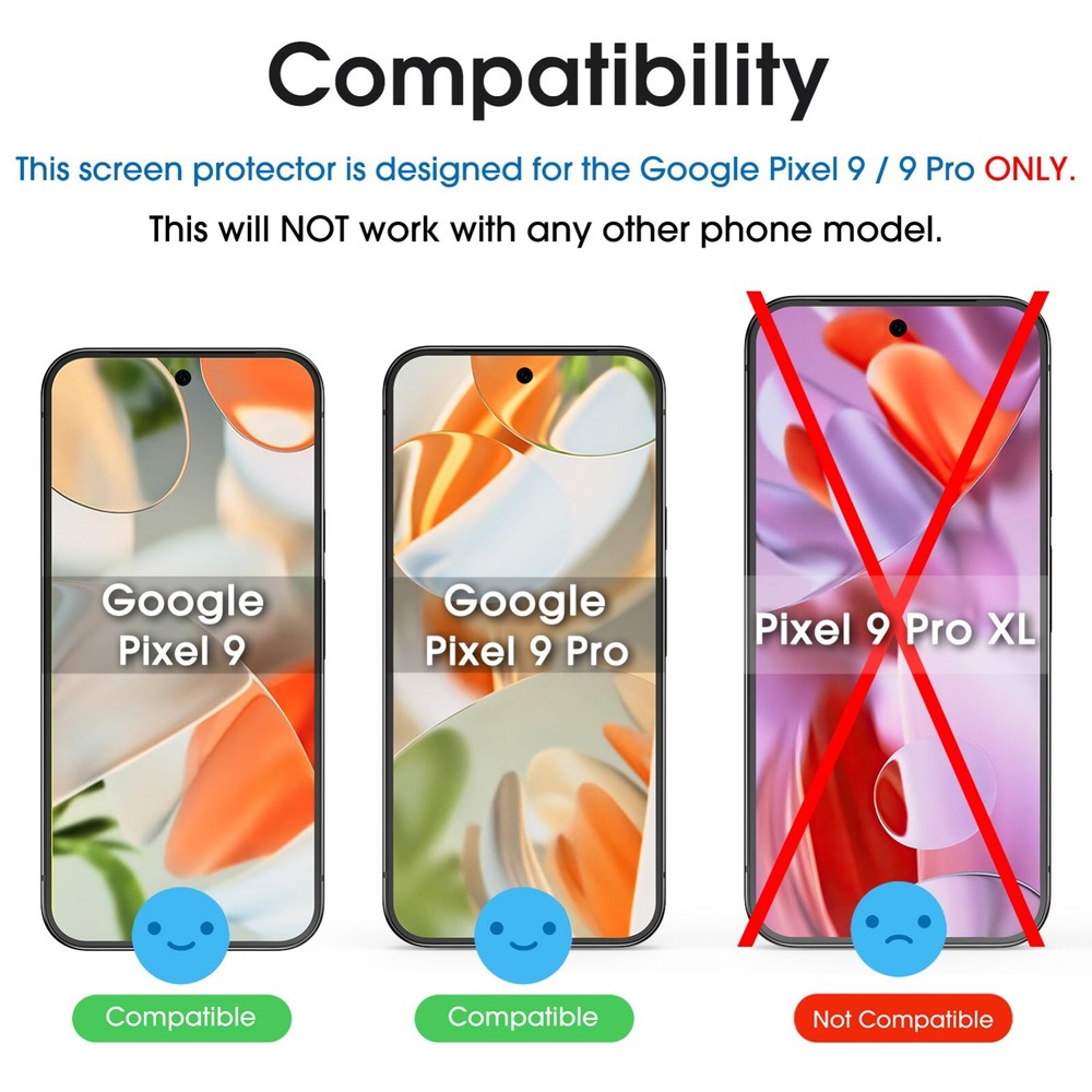 amFilm Designed for Google Pixel 9 Pro/Pixel 9 6.3"Screen Protector,3 Pack
