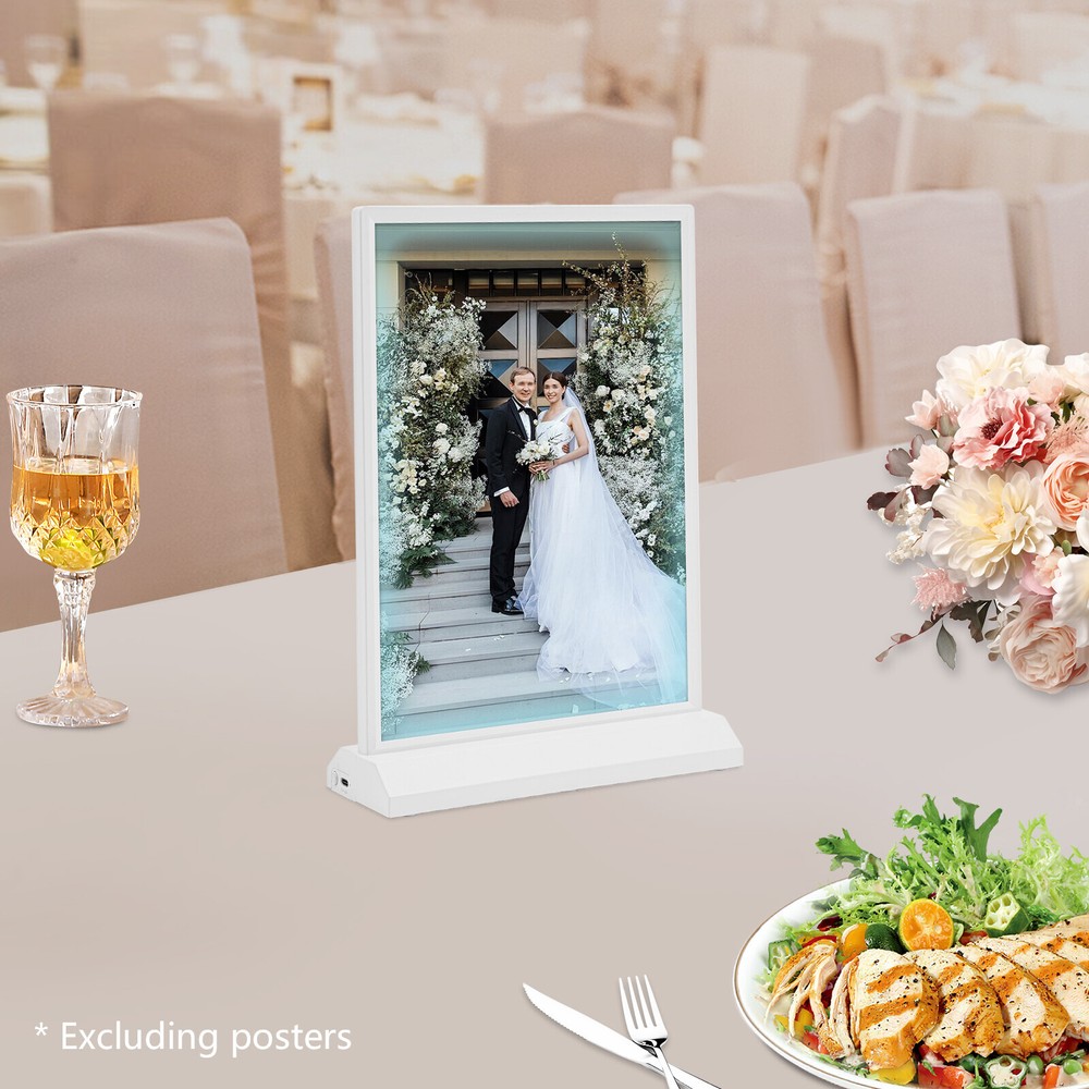Tabletop LED Sign Holder with Adjustable Brightness for Menu Display