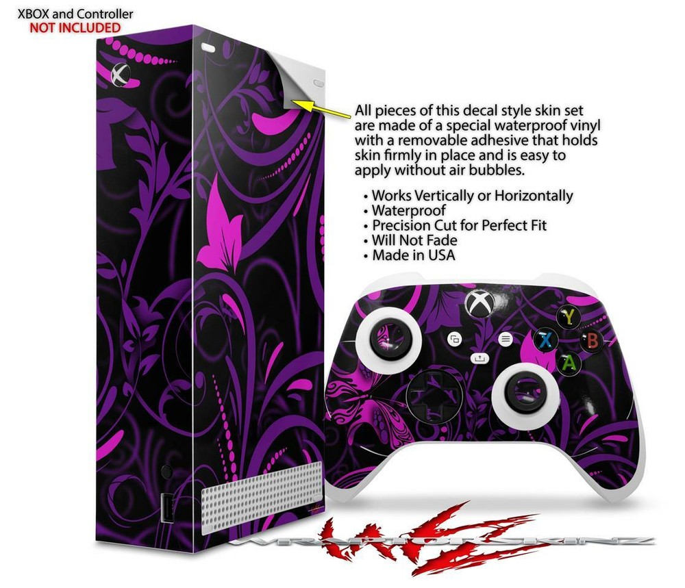 Skins XBOX Series S Console Controller Twisted Garden Purple Hot Pink