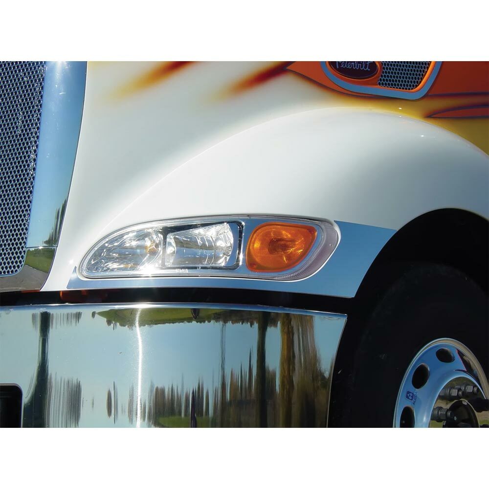 Peterbilt 387 Stainless Steel Under Headlight Trim Pair
