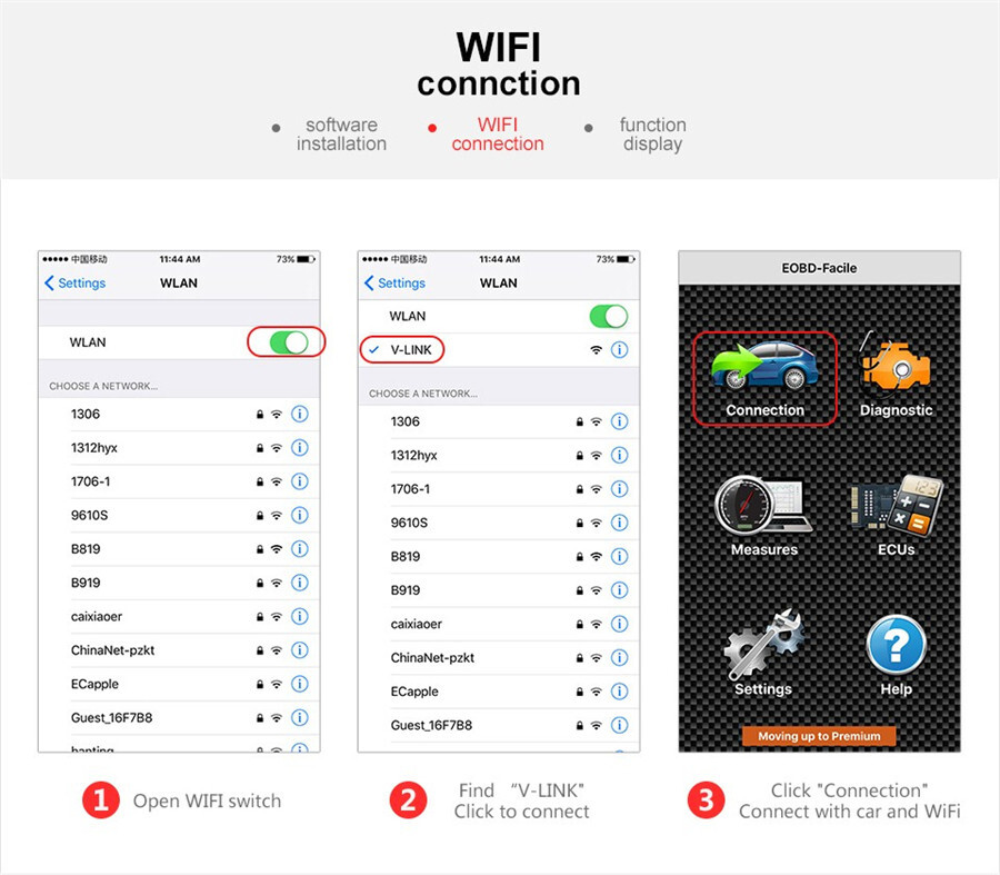 Car Diagnostic Testing Tool OBD2 OBDII WIFI Auto Scanner Adapter Super Mini V1.5
