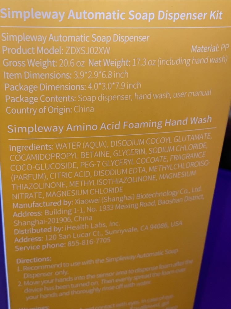 SIMPLEWAY 300ml Touchless Motion Sensor Automatic Foaming Soap Dispenser Kit