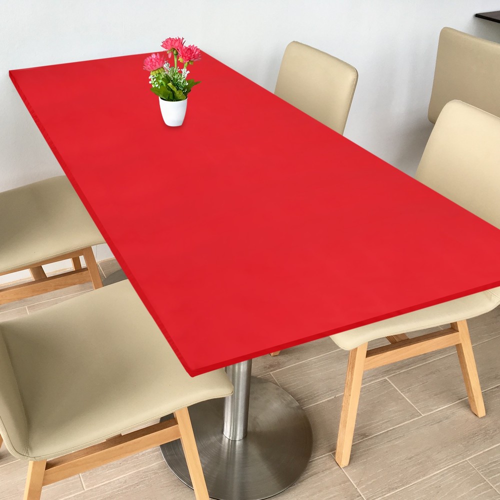 Fitted Tablecloth Fit 8ft Rectangle Table, Table Cover (96"x30", Red)
