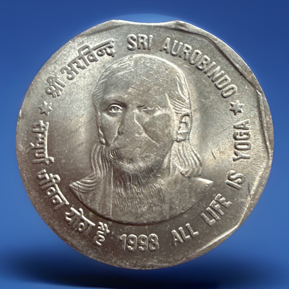 ((MINT ERROR)) India 1998 2 Rupees Large Clipped Planchet Coin