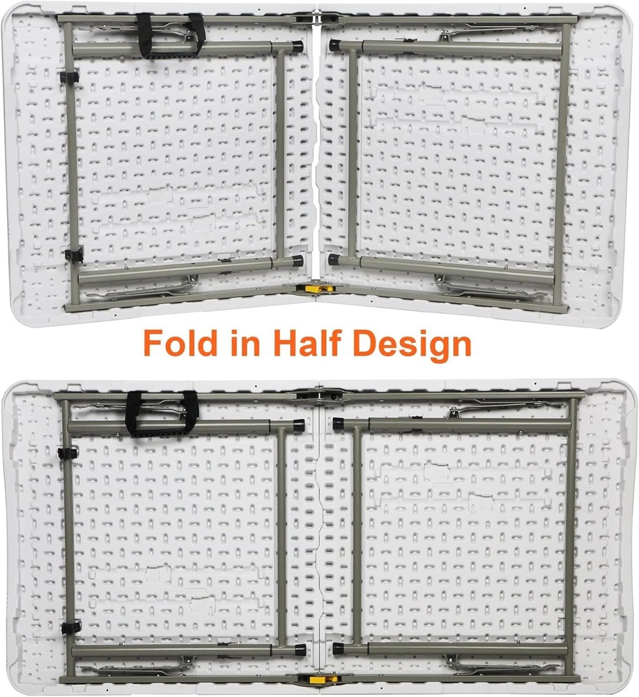 4ft Folding Utility Table - Portable, Adjustable Height for Dining & Picnics