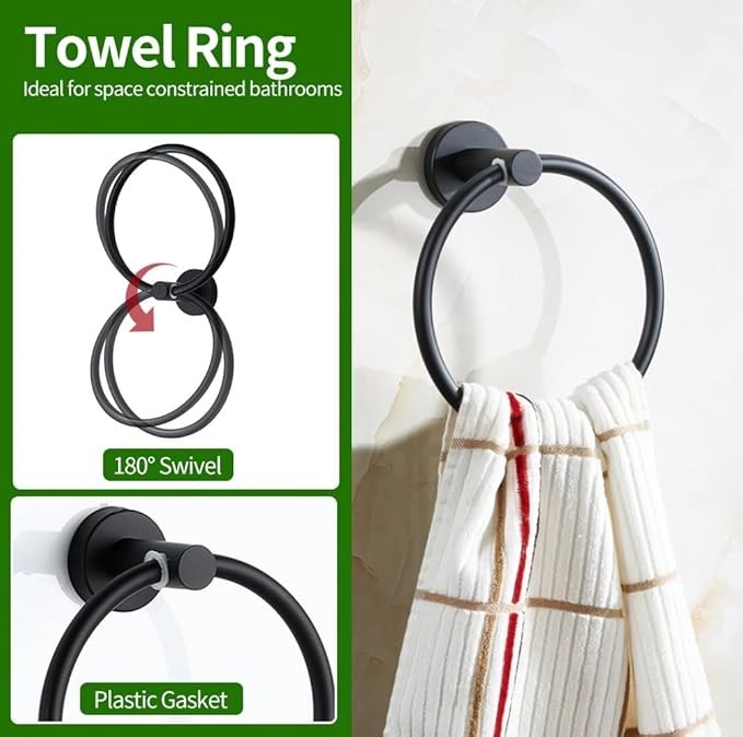 10 pcs Bathroom Hardware Accessories Set Towel Bar Set Black