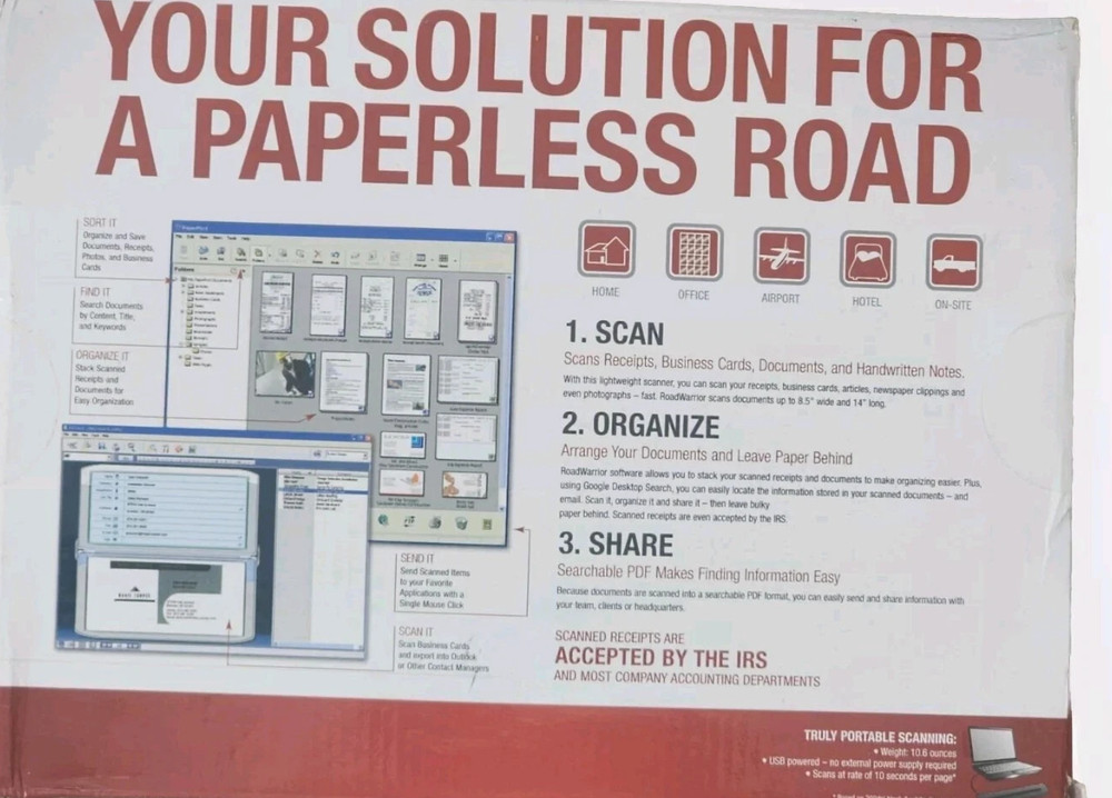 Visioneer RoadWarrior PRW120-WU Pass-Through Mobile Scanner