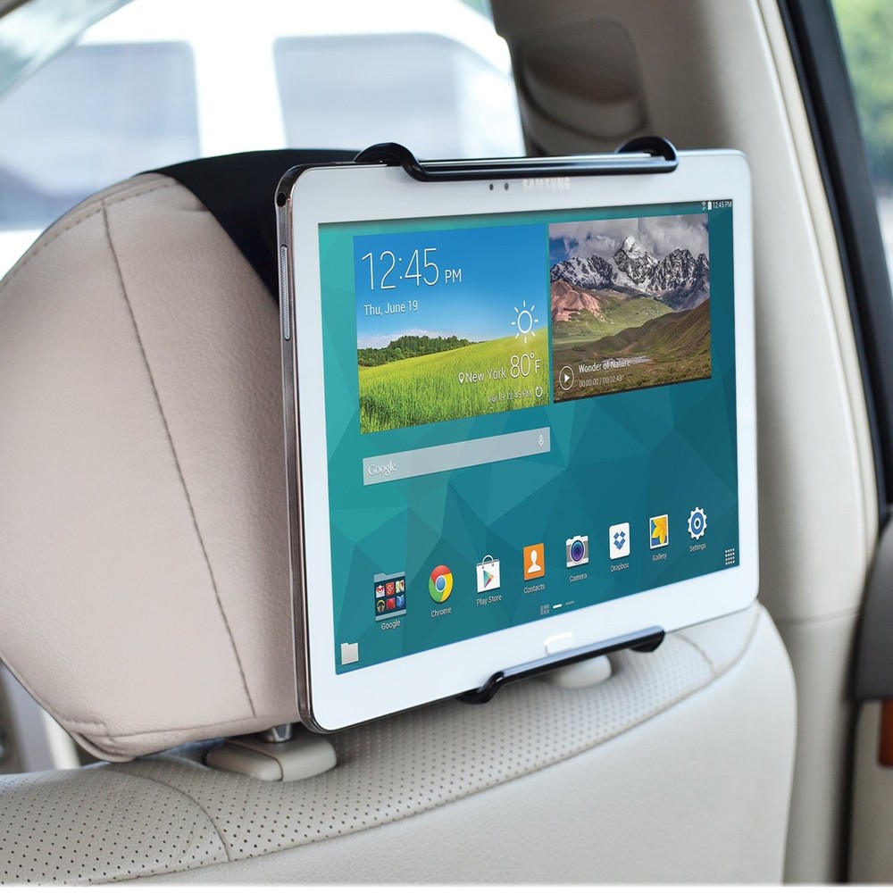 WANPOOL Car Headrest Mount Holder w/ Angle-Adjustable Clamp for 6"-12.9" Tablets