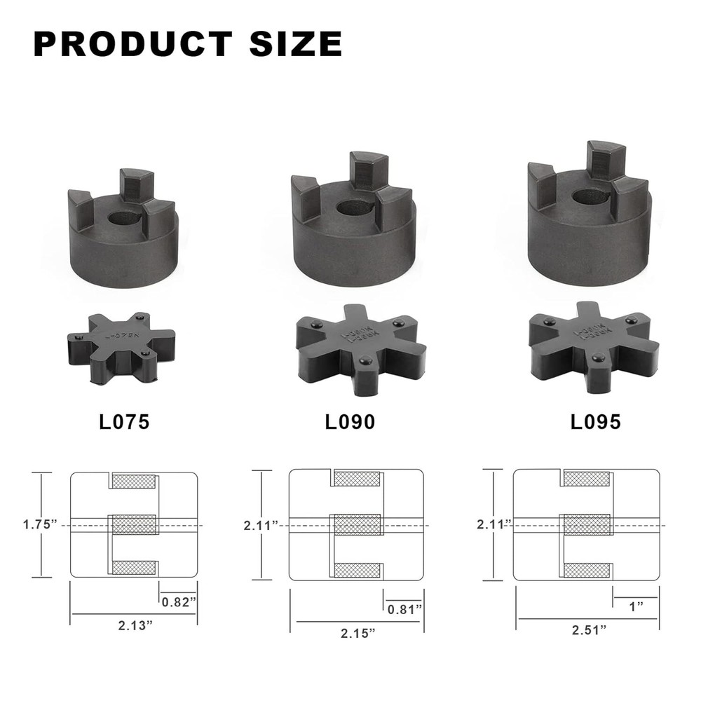 Compact L075 Coupler Set with Rubber Spider - Enhanced Performance for Machinery