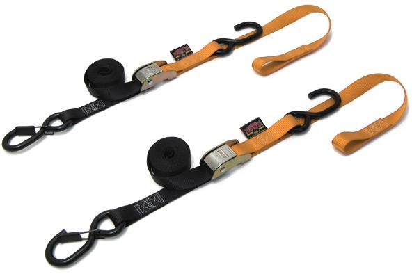 Powertye 1" Soft-Tye Tie-Downs w/ Secure Hooks Orange