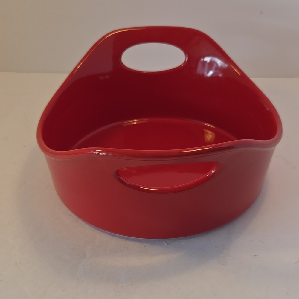 Rachael Ray 1.5 Quart Red Round Ceramic Baking Dish Oven Microwave Safe