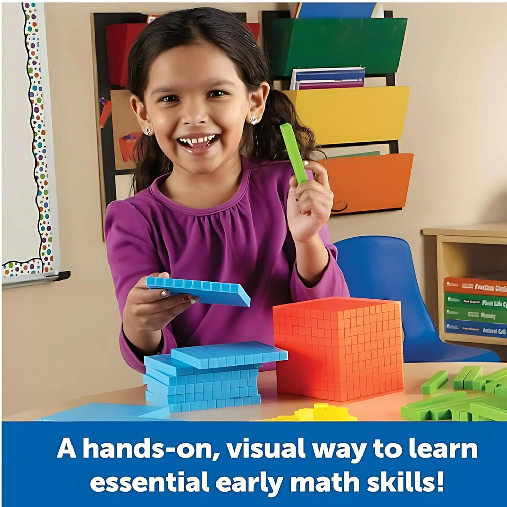 Base 10 Starter Set – 141-Piece Place Value Blocks with Teacher’S Guide, Classro