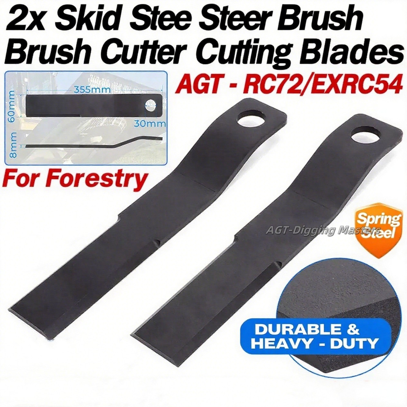 2pcs Mower Rotary Grass Cutter Steel Blades For AGT Skidsteer Brush Hog