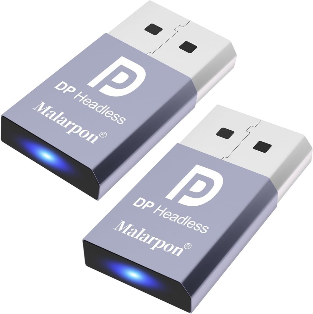 2pcs 4K DisplayPort Headless Ghost Display Emulator - Blue Light - PC Dummy Plug