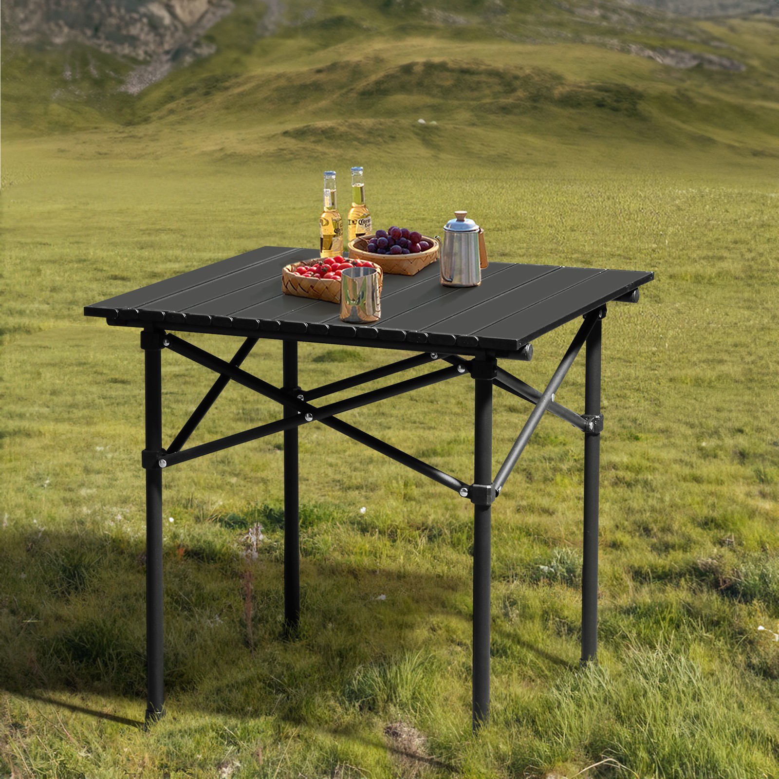 Portable Folding Camping Picnic Table Carbon Steel with Carry Bag for Outdoor