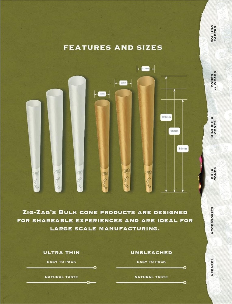 ZIG-ZAG Pre Rolled Cones Ultra Thin King Size (800 Cones) Rolling Papers