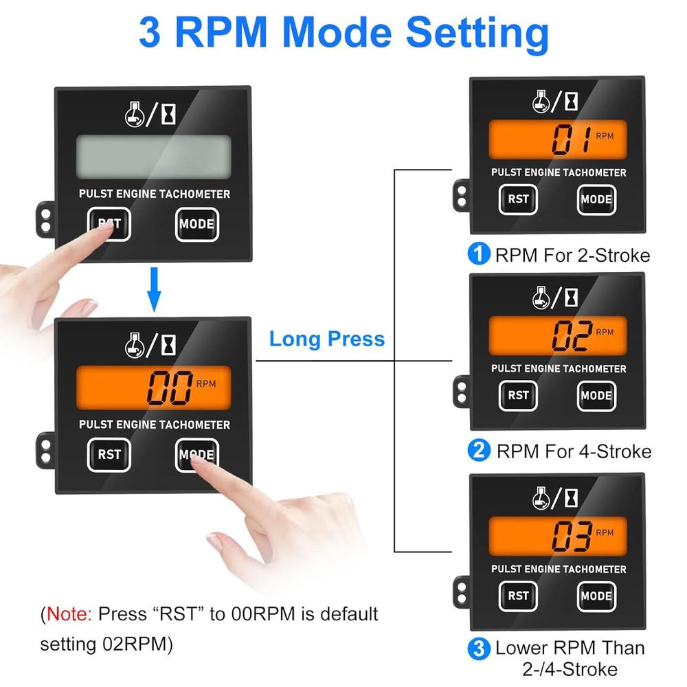 Small Engine Tachometer, Backlight Digital Tachometer Tach Gauge Meter with Clip