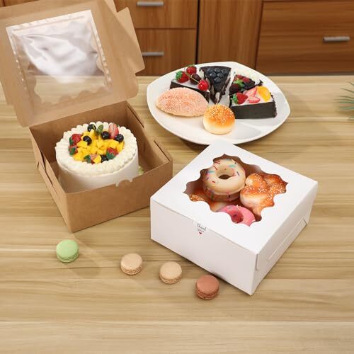 White Bakery Boxes with Window 36pcs 6x6x3 Inches Cookie Boxes Mini Cake Boxe...