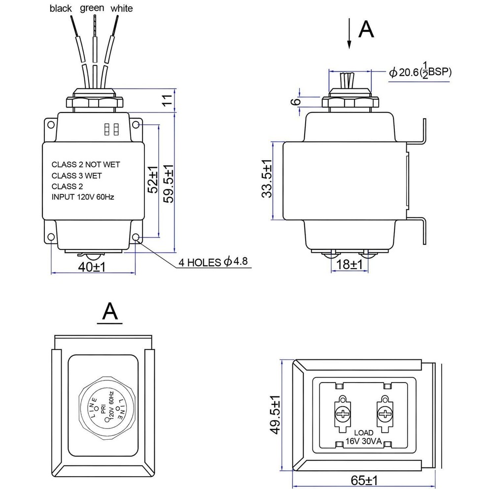 Maxdot 1 Pack Doorbell Transformer 16V 30VA Compatible W/Ring