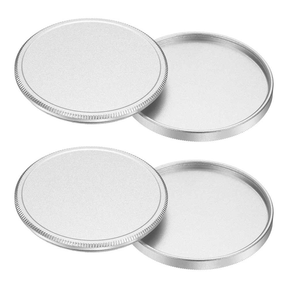 2Pcs 46mm Metal Lens Cap Universal Lens Filter Stack Cap Slim Stack Silver