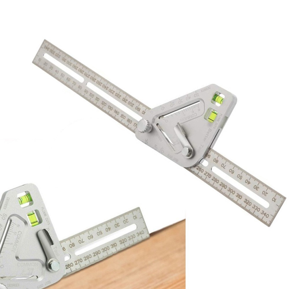 Professional Woodworking Triangle Angle Measurement Ruler Level and Protractor