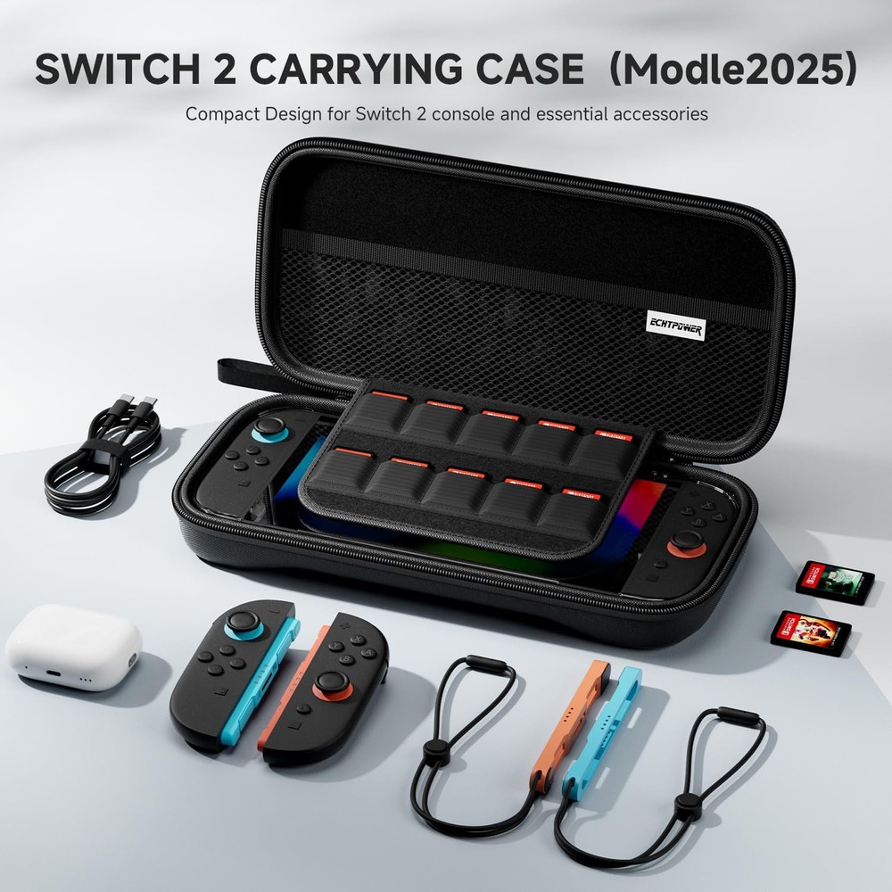 ECHTPower Accessories Bundle for Nintendo Switch 2, 2 Carrying Dark