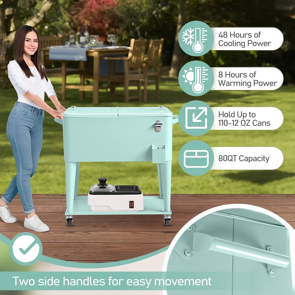 Rectangular Plastic Box Frozen Insulation Cart Mint Green,in stock