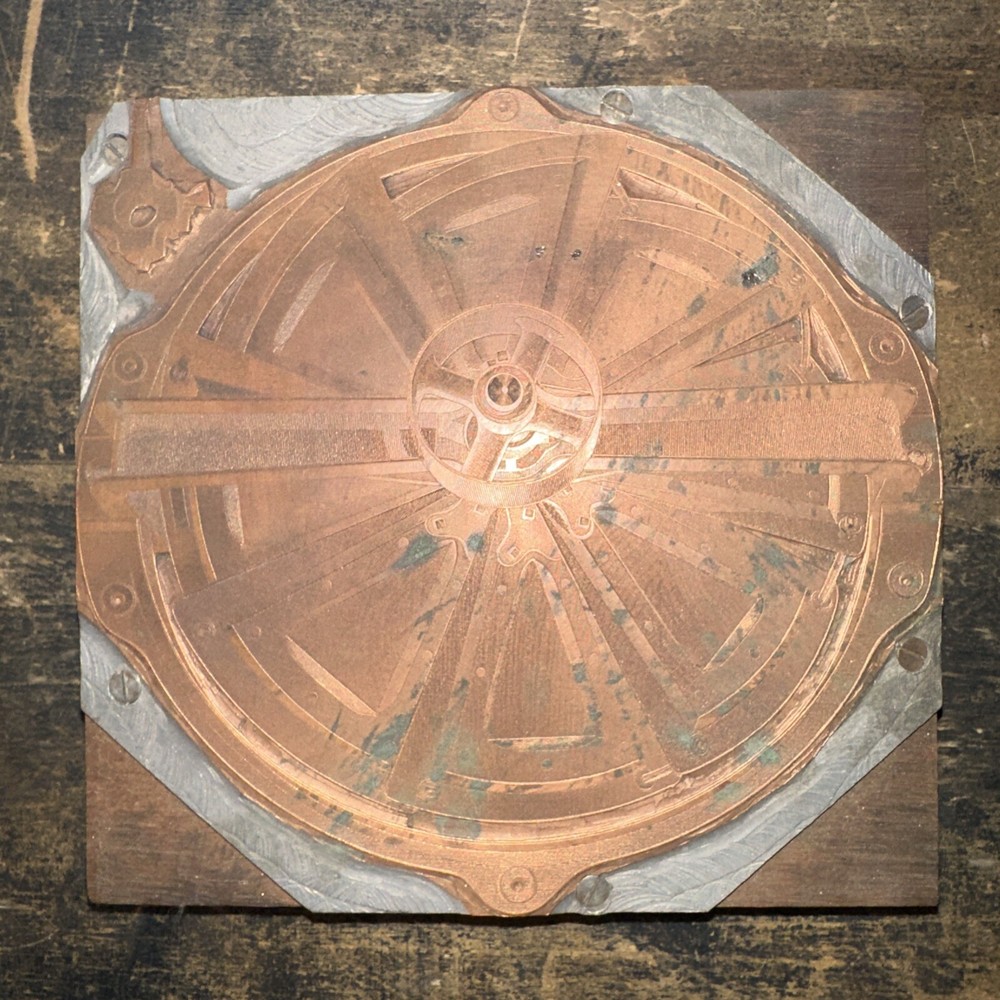 Printing Block ( Old Machine Turbine Wheel )?? Copper Face