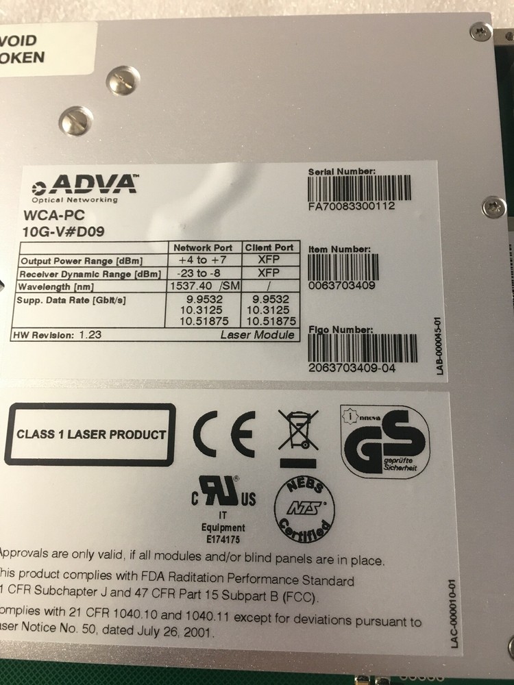 ADVA 0063703409 WCA-PC 10G-V#D09