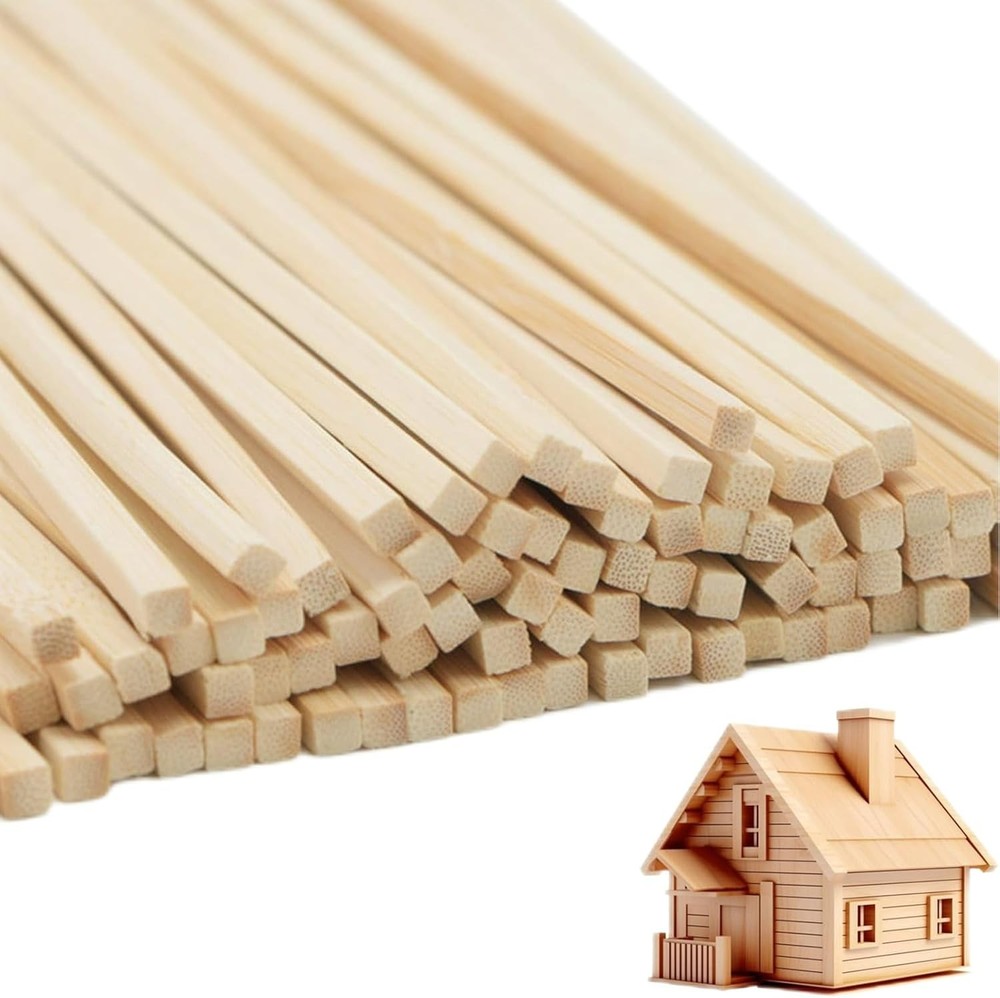 Versatile 100 PCS Square Bamboo Sticks - 1/4 x 12 Inch for Creative Projects