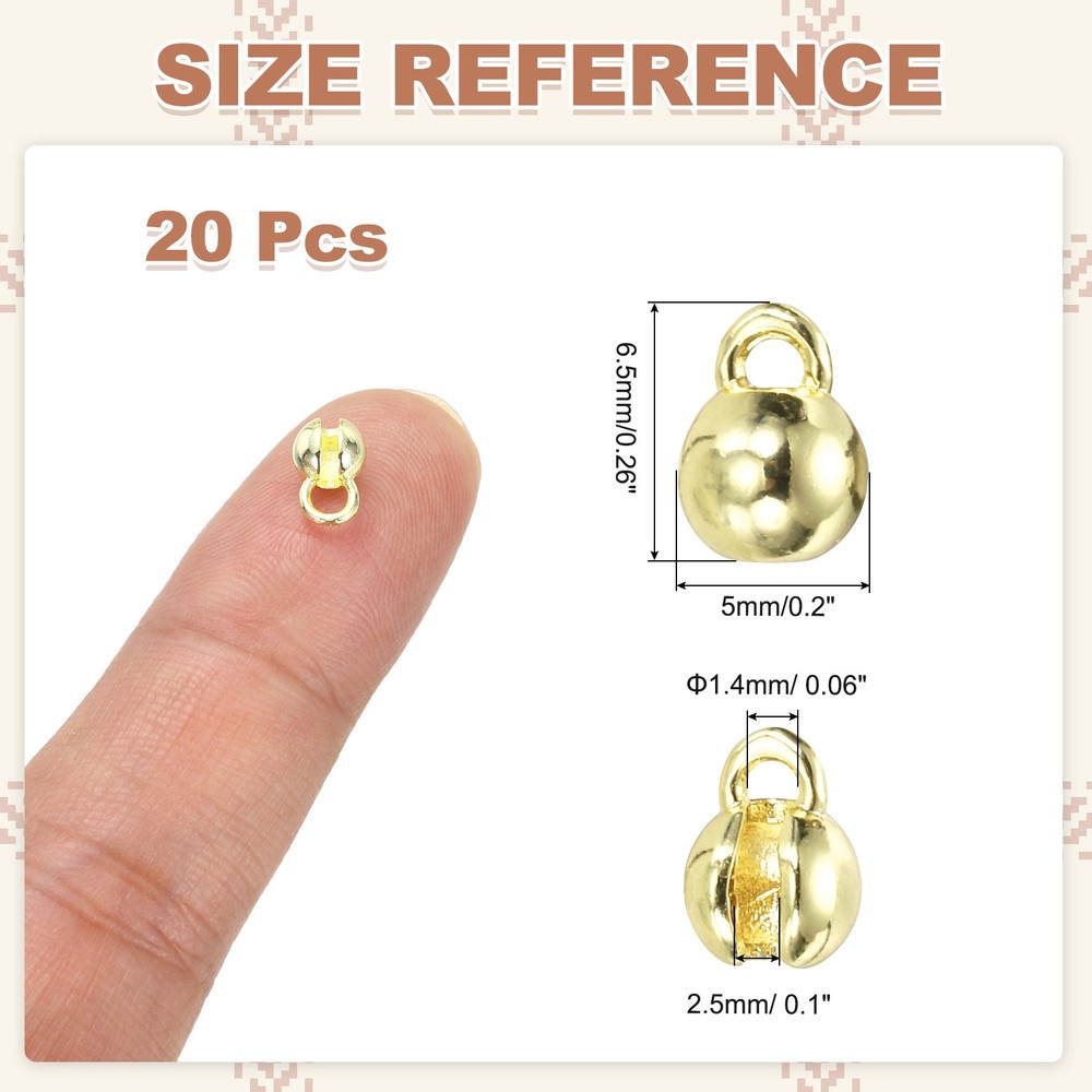 20 Pcs 2.7mm Open Bead Tips Knot Covers, Light Gold
