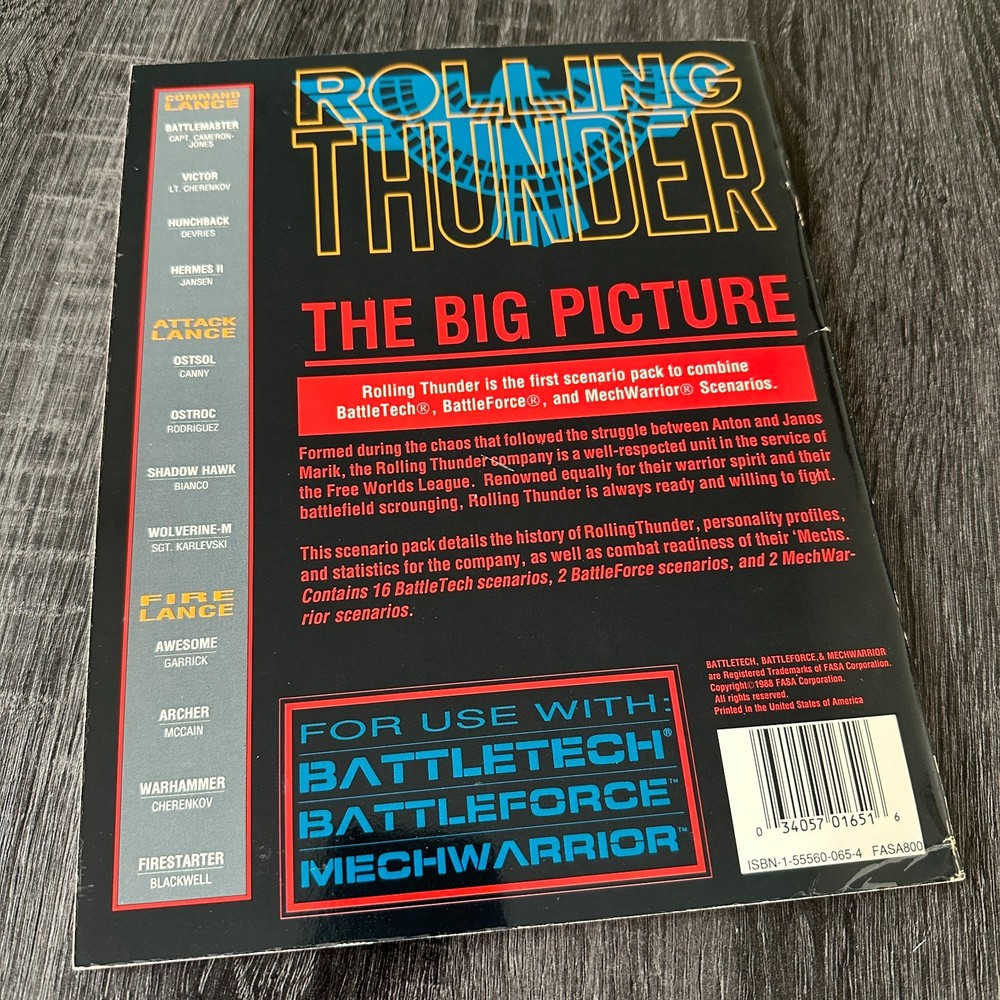 BattleTech 1651 Rolling Thunder FASA 1988 Module PB