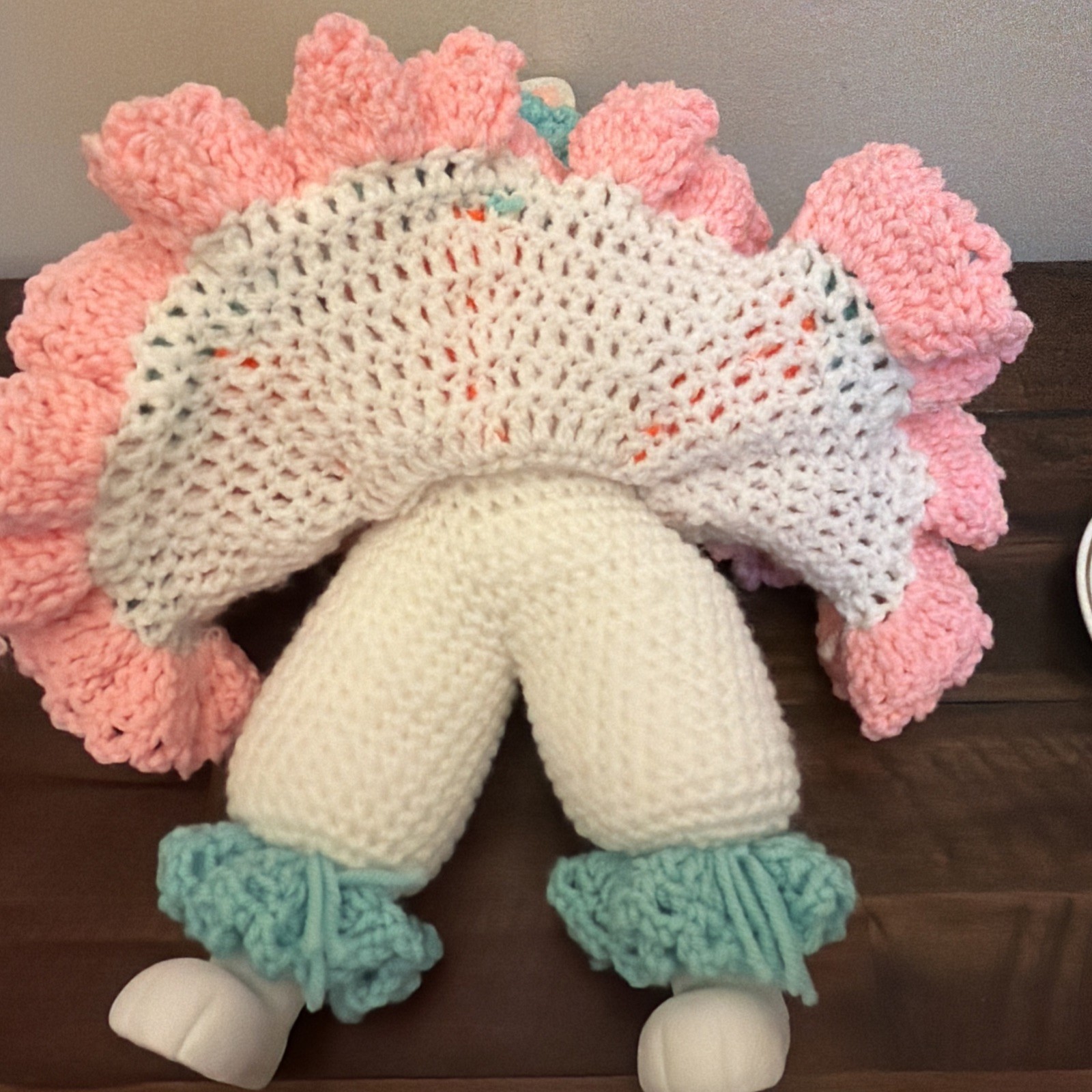 Vintage Easter Bunny Doll Handmade Crochet Carrot Dress Vinyl Rabbit Toy Decor