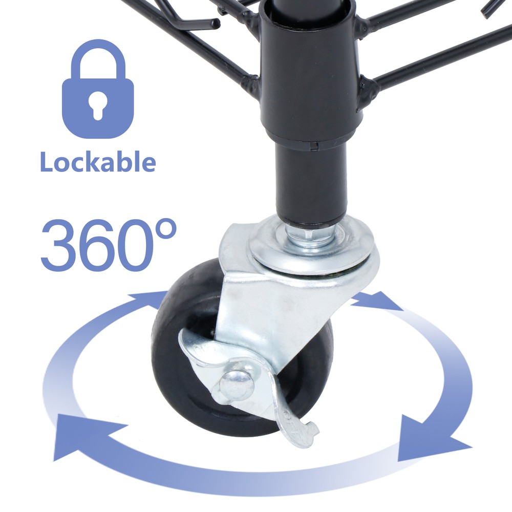 5 Layer Unit Wire Rack Storage Shelf Black Holder Kitchen Display with 4 Wheels