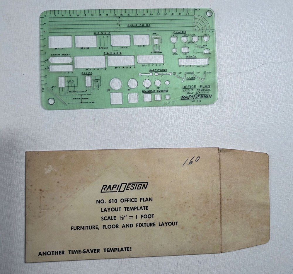 Vintage Rapidesign Office Plan Layout Template No 610
